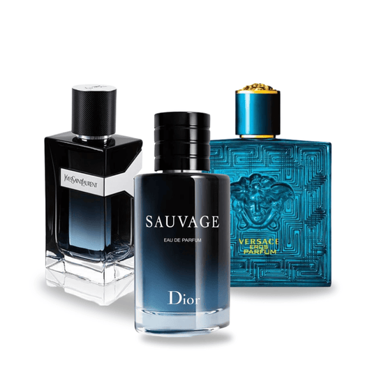 Cofanetto con 3 Fragranze: Dior SAUVAGE, Yves Saint Laurent Y MEN e Versace EROS - 100 ml