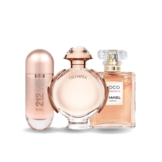 Cofanetto con 3 Fragranze: Carolina Herrera 212 VIP ROSÉ, Paco Rabanne OLYMPÉA e Chanel COCO MADEMOISELLE (Eau de Parfum)